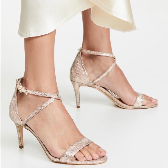 NIB Michael Kors MICHAEL Ava Mid Sandal Glitter Mesh - Picture 2 of 7